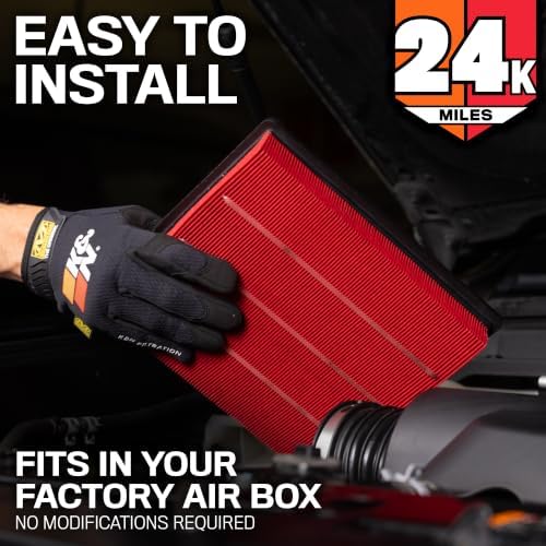 K&N Engine Air Filter: Extended Life 24,000 Mile Replacement Air Filter: Compatible with 2010-2019 Jeep/Dodge SUV V6/V8 (Grand Cherokee, Durango), KNX-2457