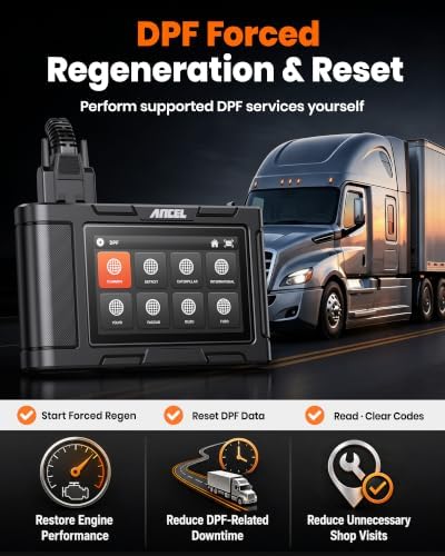 ANCEL HD3400 Pro Heavy Duty Truck Scanner with DPF Regen for Cummins, Paccar, Caterpillar, Detroit, Volvo, Mack and International, Full-System Diesel Scan Tool for 6/9-Pin HDOBD & OBD2 Vehicles