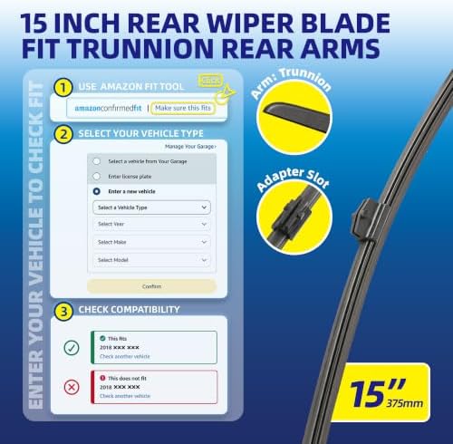 5 PLUS® 15 Inch Rear Windshield Wiper Blade - Original Quality,Quiet Wiping