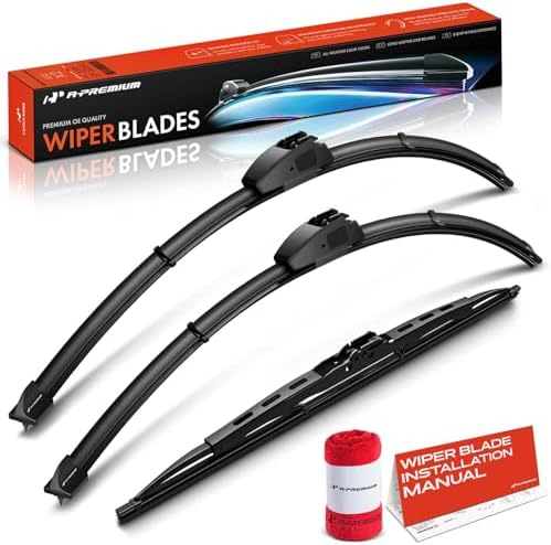 A-Premium 28"+28"+16" Windshield Wiper Blades with Wear Indicator & Towel