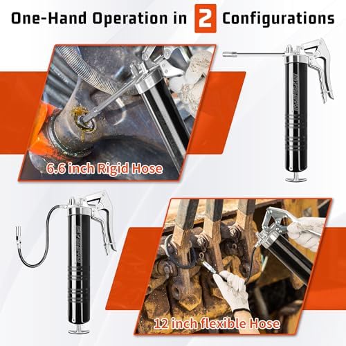 FIXSMITH Grease Gun, 8000 PSI Heavy Duty Pistol Grip Grease Gun Kit