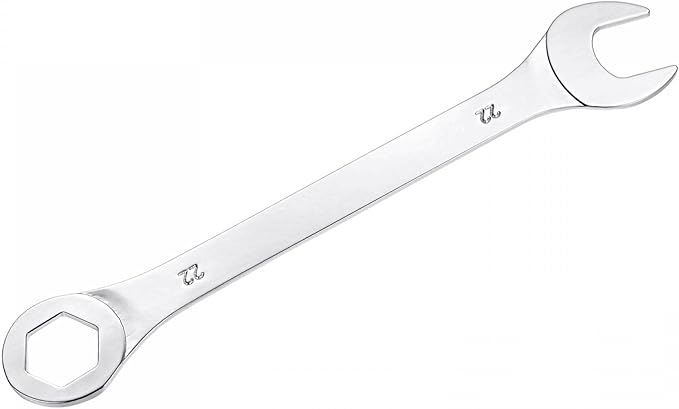 uxcell Thin Combination Wrench with Offset 6-Point End and Angled Open End, Metric Mirror-Chrome Plated High Carbon Steel, for Household Repairs, 22mm