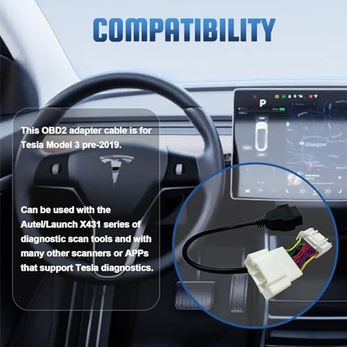 OBD2 Adapter Cable for Tesla Model 3 20 Pin to 16 Pin Connector