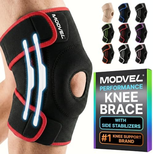 Modvel Knee Brace with Side Stabilizers & Patella Gel Pads for Pain Relief and Joint Support Breathable, Non-Slip Compression Sleeve for Men & Women, Arthritis, Meniscus, ACL Recovery
