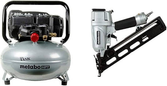 Metabo HPT EC914SM THE TANK High Capacity Pancake Air Compressor with Finish Nailer