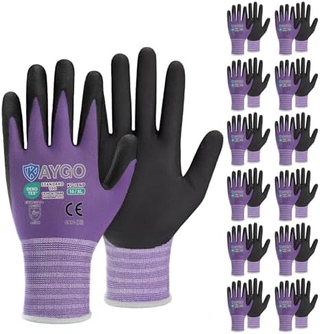 KAYGO Safety Work Gloves, MicroFoam Nitrile Coated, Men Women,KG18N