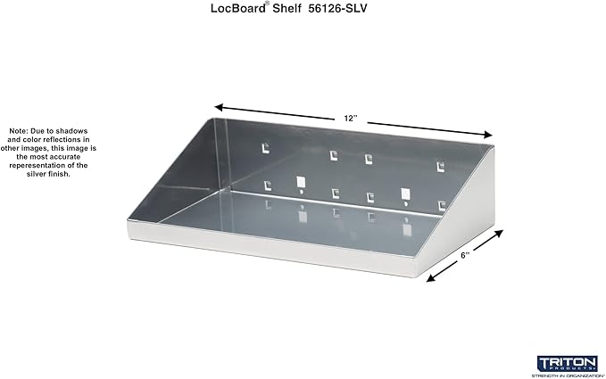 Triton Products LocBoard Shelf- 12inWx6inDx3inH Silver Model# 56126-SLV
