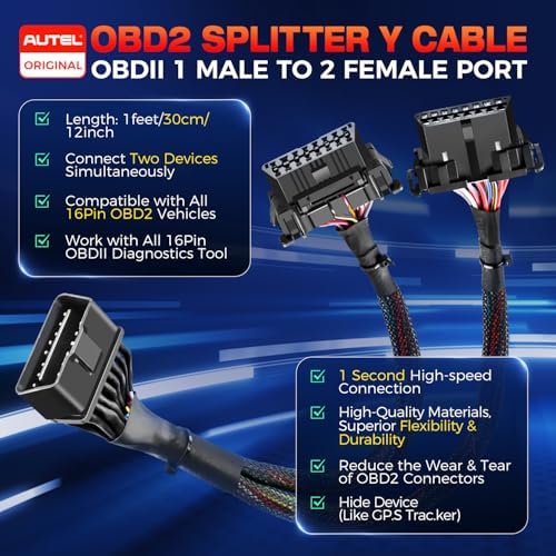 Autel Original OBD2 16 Pin OBDII Y Splitter Extension Adapter Cable