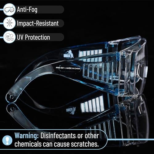 UNCO- Safety Goggles Over Glasses, Protective Goggles, Anti Fog, Work, Safety Glasses Over