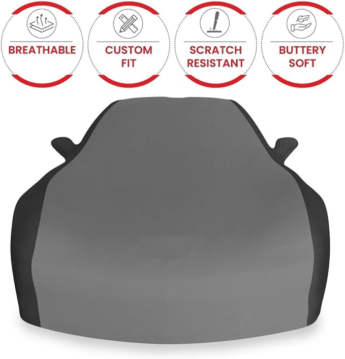 C6 Corvette Indoor Car Cover - Custom Fit Ultraguard Stretch Satin Sport Series - The Ultimate High End Fitment for 2005-2013 C6, Z06, ZR1, Grand Sport Corvettes (Gray/Black)