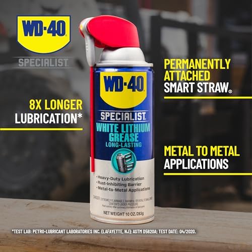WD-40 Specialist White Lithium Grease Spray with SMART STRAW SPRAYS 2 WAYS, 10 OZ [6-Pack]