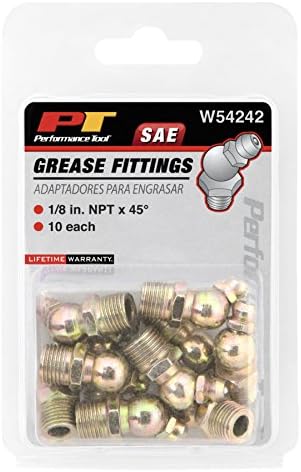 Performance Tool W54242 1/8 in. NPT 45 Degree Grease Fitting, 10 Pack