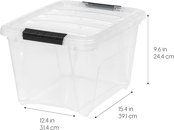 IRIS USA 19 QT Plastic Storage Box with Lid and Latches - 6 Pack - BPA-Free, See-Through Organizing Solution, Durable Nestable Stackable Containers, Secure Pull Handle - Clear