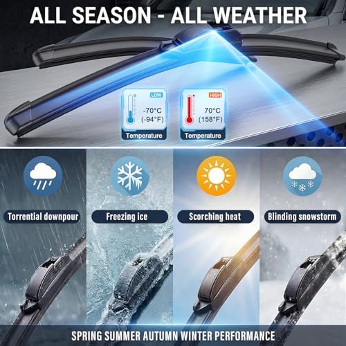 AUTOBOO PLUS 26" + 20" All-Season Windshield Wiper Blades (Pack of 2)