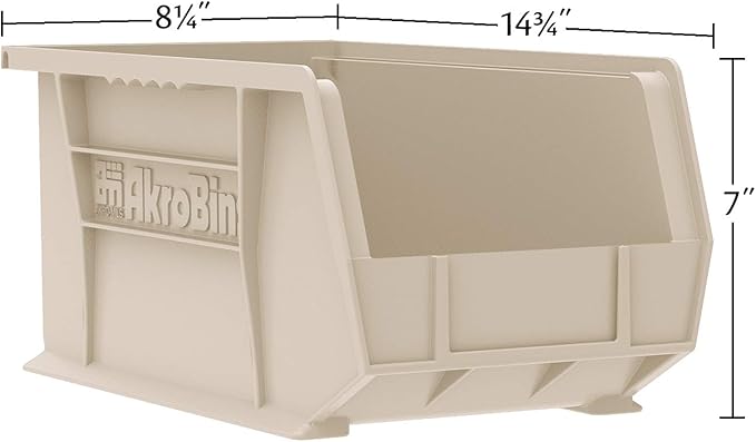 Akro-Mils 30240 AkroBins Plastic Storage Bins, Space-Saving Stackable Bins for Garage, Pantry, Craft Organization, 15-Inch x 8-Inch x 7-Inch, Light Blue, 12-Pack
