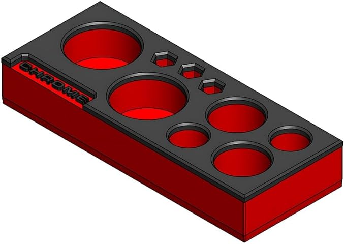 MagAttach Chrome Adapter and Short Extensions Magnetic Interconnecting Organizer Tray (Red/Black)
