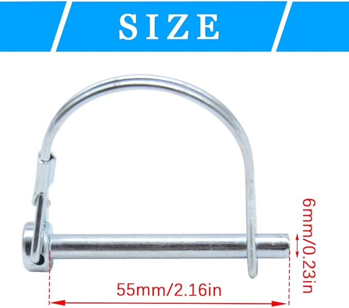 5Pcs Shaft Locking Pin 1/4”Trailers Lock Hitch Lock Pin Zinc Plated Carbon Steel Round Loop Safety Wire Lock Pin Length 2-11/64" for Farm Trailers Trolley Wagons Lawn Garden Towing(D-6x55mm)