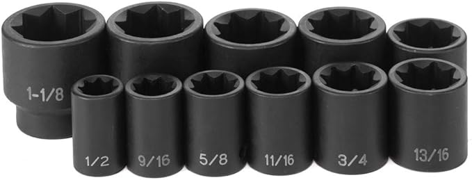 Grey Pneumatic (1311S) 1/2" Drive 11-Piece 8-Point Standard Socket Set