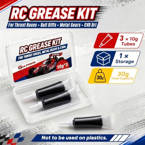 RC Grease High Pressure Black Grease, RC Gear Lubricant for Ball Diffs Thrust Races Metal Gears CVDs, High Load Remote Control Car Differential Lubricant for Electric Cars Trucks Parts, 3 Pack