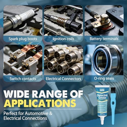 Dielectric Grease for Automotive Electrical Connectors with Brush - Waterproof & Heat-Resistant Silicone Paste for Spark Plugs, Battery Terminals, O-Rings, Marine & Car Wiring (20g/0.7oz)