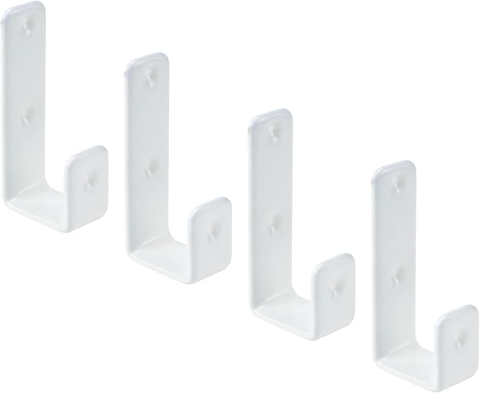 Coshar Heavy Duty Hook Bracket Coated Stainless Steel J Hooks 1-Inch Inner Bunk Bed Ladder Hook Hardware for Bed Decor, Garage Storage, Cable Tool Organization - 4Pcs White
