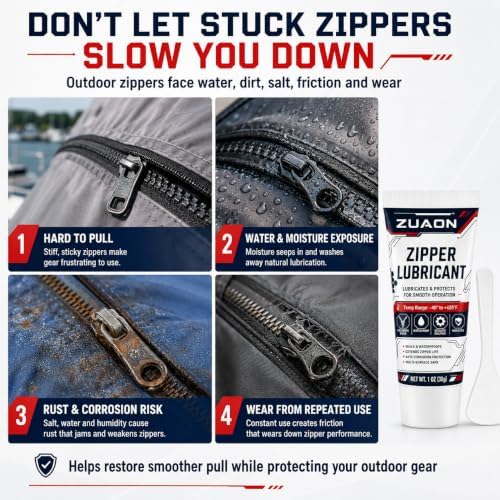 Zipper Lubricant for Metal Plastic Nylon Zippers, Marine Zipper Lube