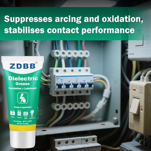 ZDBB Silicone Dielectric Grease for Electrical Connectors, Die Electrical Contact Grease Spark Plug, Battery Terminal, Marine Automotive Waterproof Insulation Protection with Brush 1oz (2pcs)