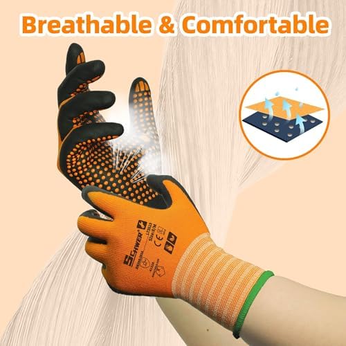 Schwer 3/6/12 Pairs Safety Work Gloves, MicroDot Abrasion & Grip, LT5619, S