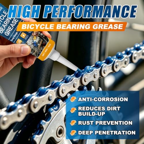 High Performance Bicycle Bearing Grease, Waterproof Bike Grease for Hub Bearings, Bottom Brackets, Headsets & Pedals, Long-Lasting Lubrication, Anti-Rust, High-Pressure Protection, 85g / 3 oz