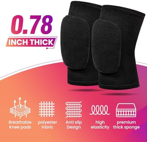 Volleyball Knee Pads,Knee Pads for Women,Men,Kids,Girls,Knee Brace for Basketball Volleyball Football Dance Yoga Tennis Running Cycling Workout Climbing (Black, Large)