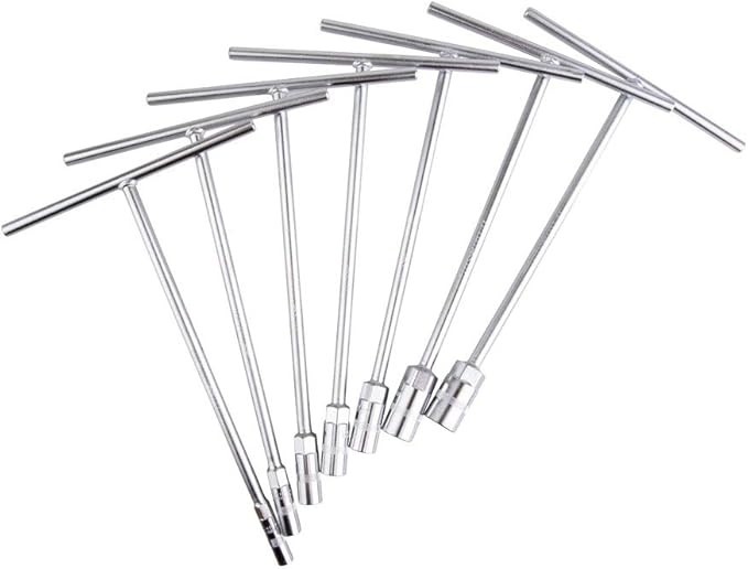 TUSK Deep Socket T-Handle Wrench Set 7-pack 6-Point Socket 8mm, 10mm, 12mm, 13mm, 14mm, 17mm, 19mm Chrome Vanadium Steel Nickel-Pewter Finish