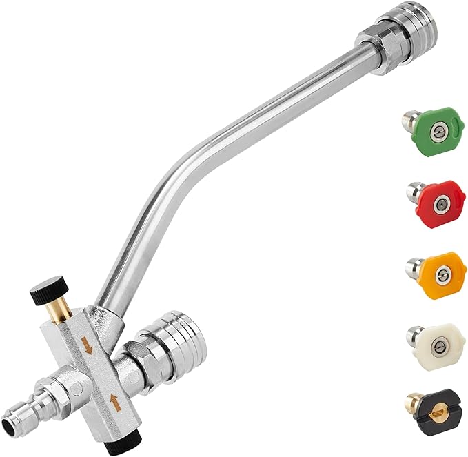 Dual Connector Lance Pressure Washer Foam Cannon, Power Washer Soap Attachment, Dual Lance Pressure Washer Wand with 5 Nozzles Tips, 1/4" Quick Connect