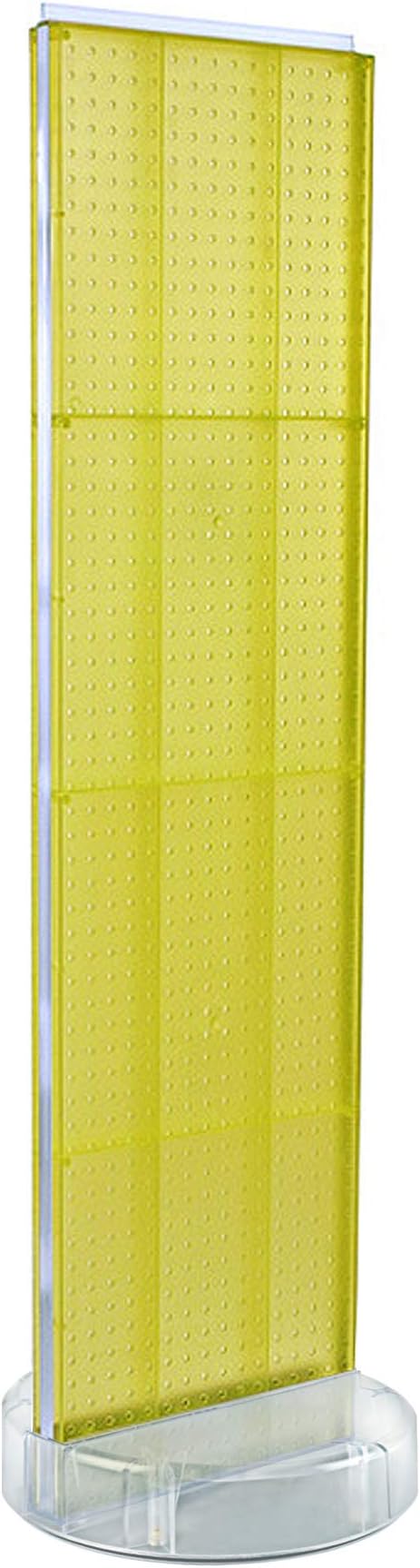 Azar Displays 700780 TWO-SIDED PEGBOARD FLOOR DISPLAY W/C-CHANNEL SIDES ON REVOLVING ROUND STUDIO BASE. PANEL SIZE: 16"W X 60"H, (Yellow Sunbeam)