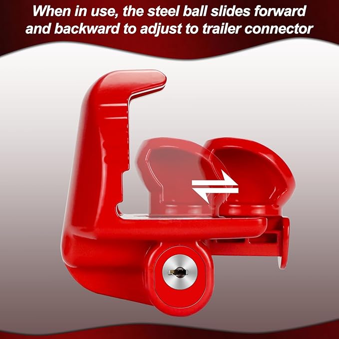 Cenipar Trailer Hitch Lock Universal Size Fit 1-7/8", 2", and 2-5/16" Couplers, Heavy Duty Steel, for Vehicles, Trailers, and RVs(Red)