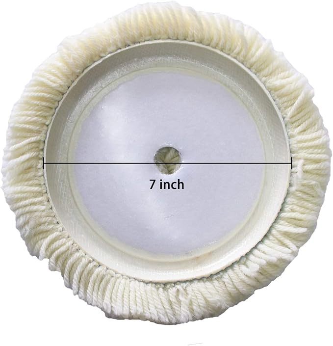 Wool Buffing Pad Kit 7Inch 3PCS, 100% Natural Wool Car Auto Hook and Loop Grip Buffing Pad for Compound Cutting & Polishing for Car,Boats, Trucks and RVs Polishing Motorcycle Washing Machine
