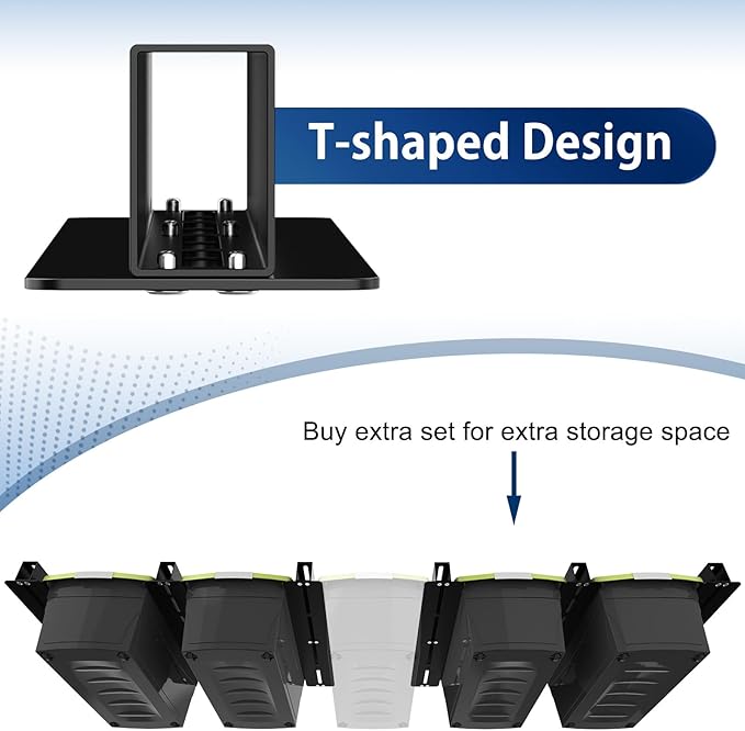 Overhead Garage Storage Rack, Heavy Duty Ceiling Storage Rack, 17 Inch Adjustable Overhead Tote Storage Rail System, 6 Sets for 5 Bins