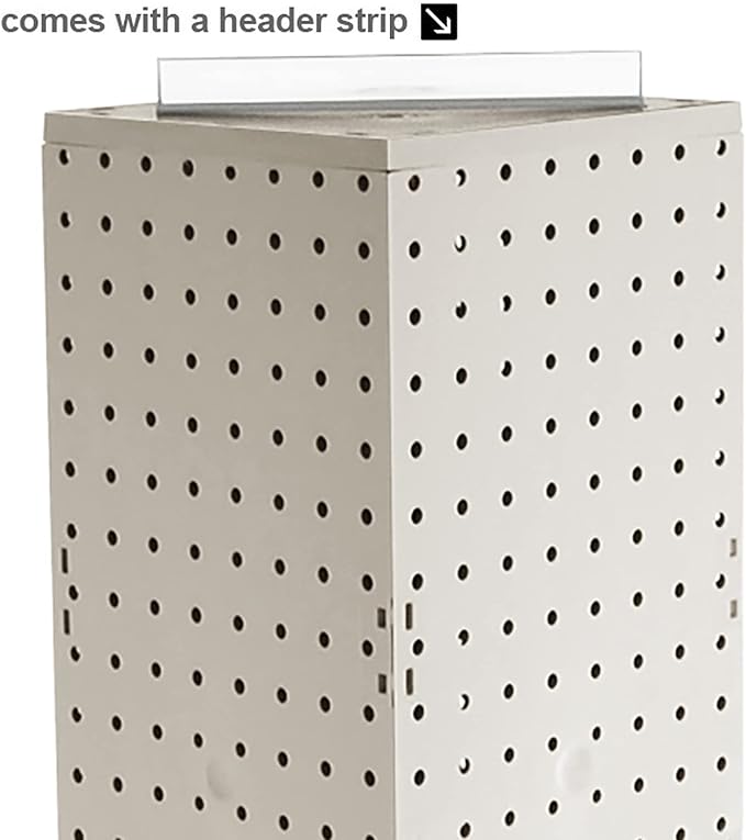 Azar Displays 703385-WHT-4W24, Four-Sided Revolving 8"W x 20"H Pegboard Counter Display w/ 24 Hooks- 4” Length, White