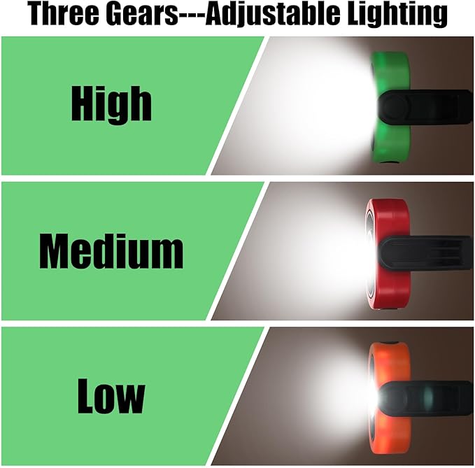 Retisee 3 Pack 780 Lumens Magnetic Work Light USB Rechargeable LED Flashlight Portable Inspection Light for Car Repair Emergency Lighting Mechanics Workshop (Red,Orange,Green-3PK)