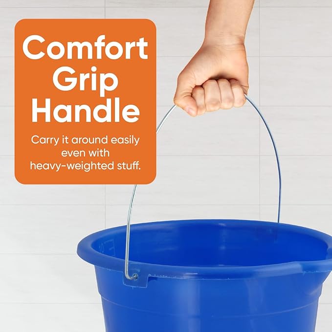 Superio Plastic 2 Gallon Bucket for Cleaning - Car Wash Bucket with Grip Handle - Royal Blue Small Durable Pail for Fishing, Mopping, Cleaning Camping - 10 Liter 4 Pack