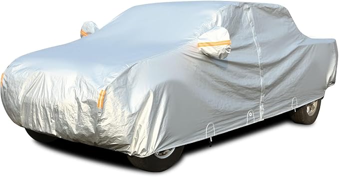 Tecoom Truck Car Cover Waterproof, 3-Layer Pickup Cover with Fleece Lining & Zipper Door/Lock, Outdoor Snow Rain All Weather Protection, Universal Fit Regular/Extended/SuperCrew Cab