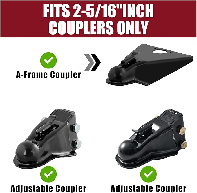 TMPZ Upgraded Heavy Duty Steel Trailer Hitch Lock for 2-5/16 Inch Couplers – Coupler Lock Secures Safety Chains, Anti-Theft Weatherproof Protection for RV, Boat, Camper & Utility Trailers (Black)