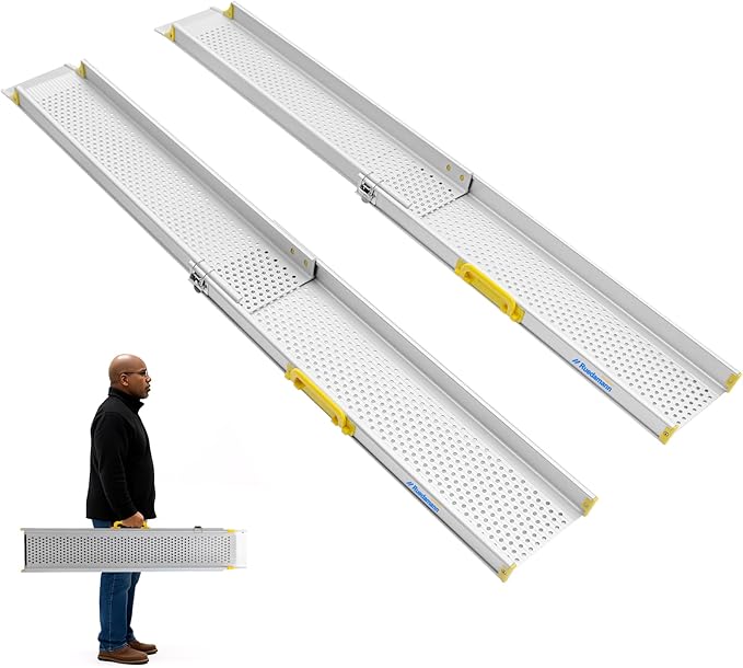 Ruedamann Wider Light Ramp for Wheelchair, 6 Foot Telescopic Portable Wheelchair Ramp, Heavy Duty Capacity Suitable for Scooters, Lighteweight Yest Strong Ramp for Wheelchair for Home, Doorways