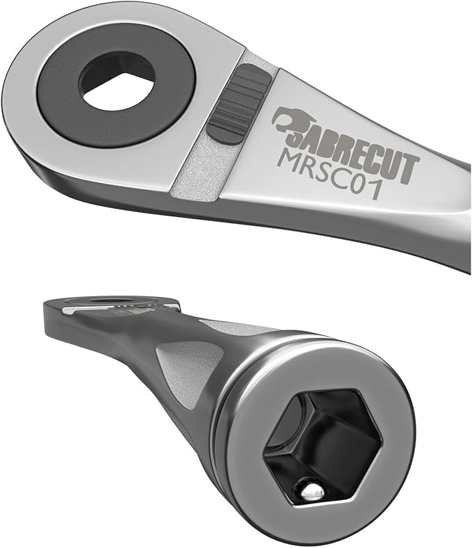 SabreCut 1 x MRSC01 Mini Micro Ratchet 1/4" Hex Stainless Steel Professional 72 Tooth Gear Hand Ratchet Wrench