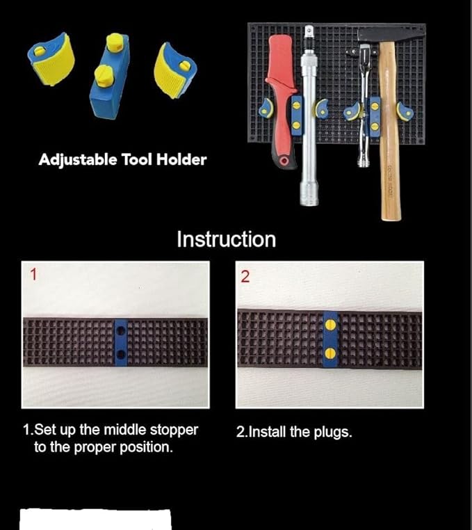 Adjustable Holder - Accessory for Organizer Genie Pegboards to Securely Hold Tools of Any Shape, Size or Contour