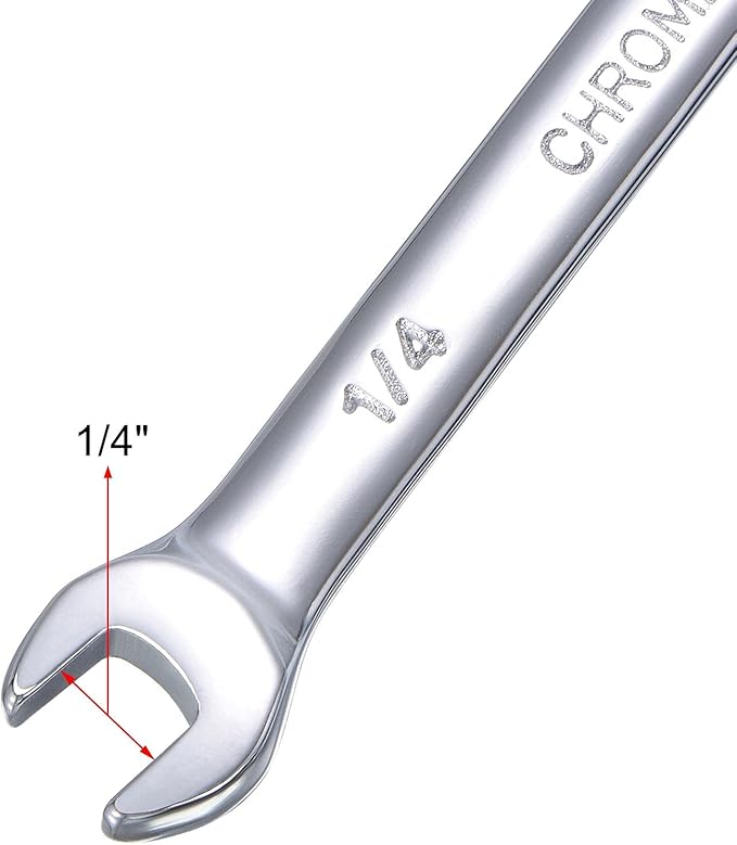 uxcell 1/4 Inch Ratcheting Combination Wrench SAE 72 Teeth 12 Point Ratchet Box Ended Spanner Tools, Cr-V