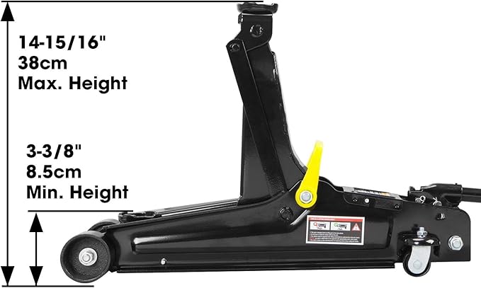 Torin TORT825051-1 Hydraulic Low Profile Trolley Floor Jack with Single Piston Quick Lift Pump, 2.5 Ton (5,000 lb.) Capacity, Black