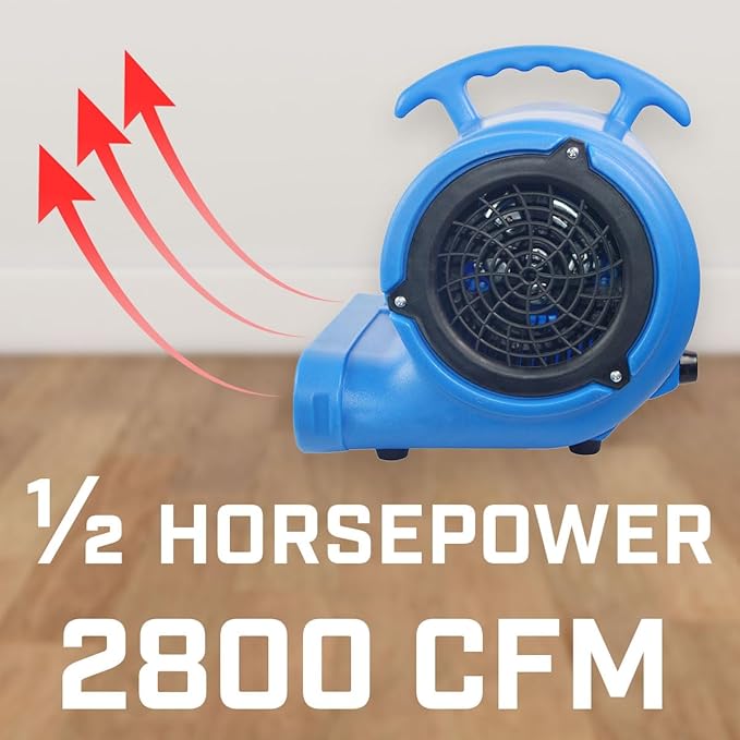 1/2hp 2800CFM Speed Air Mover Carpet Dryer Floor Fan Cooling Fan - Industrial Heavy Duty Abanico de Piso Blower Fan with High Power for Commercial and Industrial Use