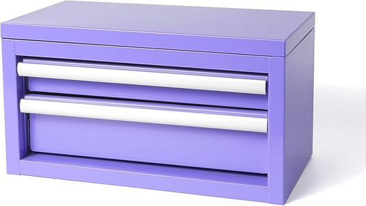 Mini Steel Tool Box with Drawers - Small Tool Chest for Small Item Storage Organizer - Portable Metal Toolbox Organizer with Tool Drawer (mini purple)