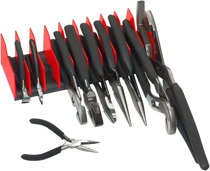Ernst Manufacturing Plier Pro Premium No-Slip Plier Organizer, Holds 10-Tools of Any Size, Rubber Base Keeps Tools in Place - Made in USA