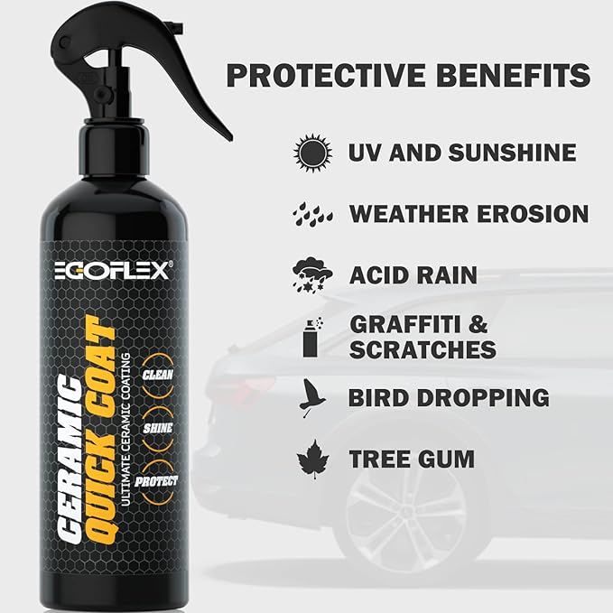 Ceramic Coating for Cars Wax & Polish Detailing Spray - Automotive Clean Shine Protect Paint Sealant Waterless Wash Hydrophobic SiO2 Top Clear Coat for Car, SUV, Motorcycle, RV, Boat, Yacht 8oz